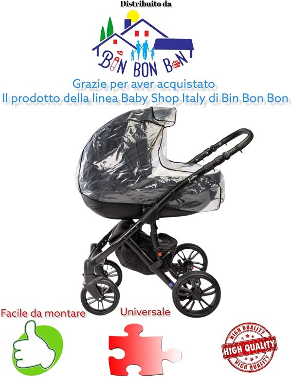 Parapioggia carrozzina universale telo impermeabile antipioggia antivento con finestra anteriore per carrozzina passeggino bambini copertura per carrozzina - immagine 8