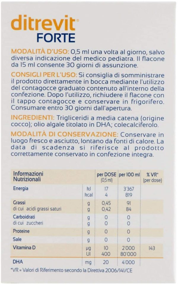 Humana Ditrevit Forte Integratore Alimentare per Bambini per la Crescita - 15 ml - immagine 2