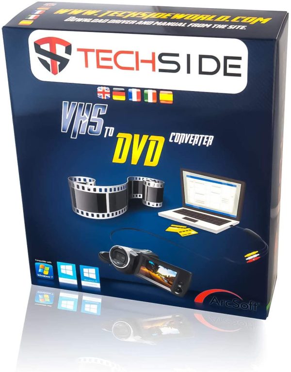 TECHSIDE Video Grabber Vhs Analogico Digitale Nuova Versione 2022 |Windows 11+ Nuovo Software | Usb 2.0 Converter Vhs Capture| Converti In Formato Digitale Mpeg Le Vecchie Videocassette