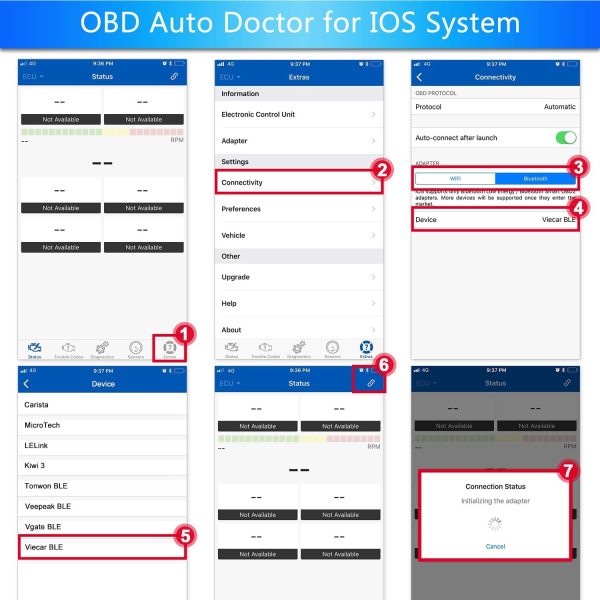 OBD2 Bluetooth 4.0,  Nuova Versione Diagnosi per Auto, Mini Adattatore Wireless Codice Errore di Scansione per Veicolo - Connessione via Bluetooth a Dispositivi IOS, Android e Windows - immagine 6