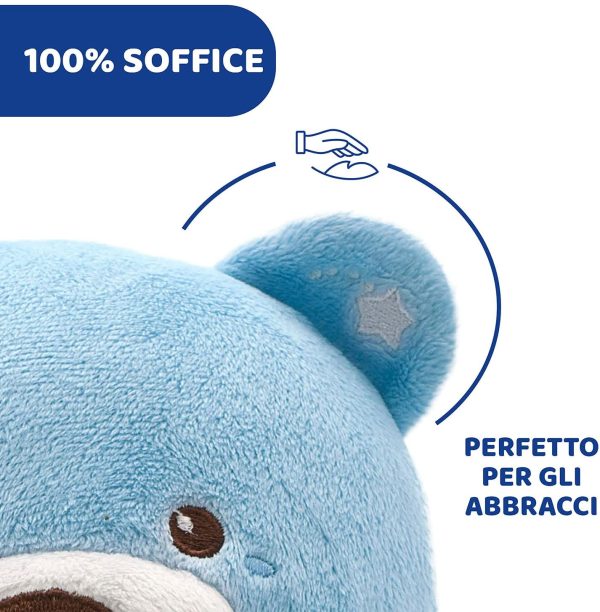 Chicco First Dreams Orsacchiotto Peluche Baby Bear, Soffice Pupazzo Proiettore con Luce Notturna Bambini, Effetti Luminosi e Rilassanti Melodie, Azzurro - Giochi Neonato 0 Mesi + - immagine 7