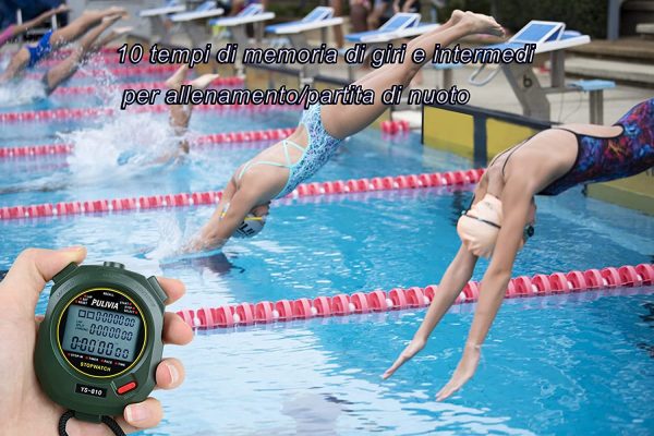 PULIVIA Cronometro Sportivo, Digitale Cronometro Sportivo Conto alla Rovescia Orologio, 12/24 Ore Calendario Sveglia, Adatto a Nuoto Corsa Allenamento Calcio Allenatori Attrezzatura Arbitro - immagine 2