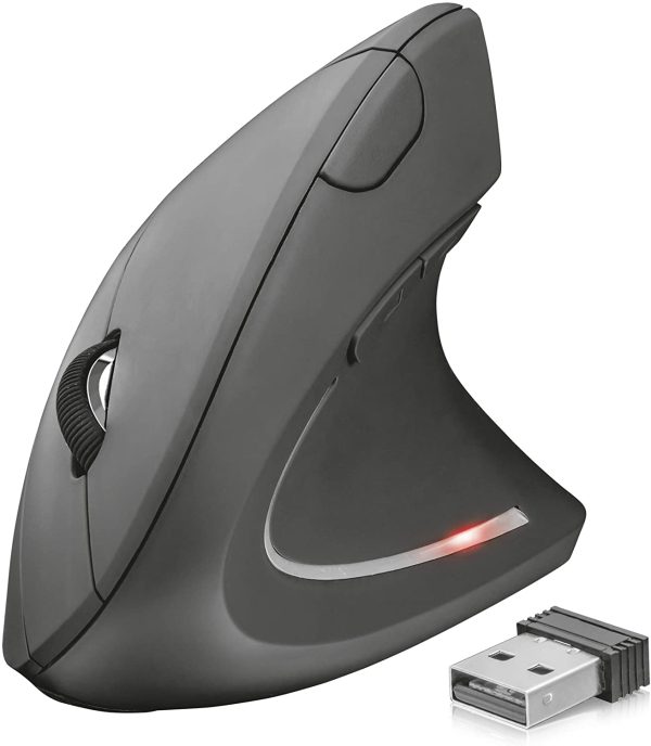 Verto Mouse Verticale Wireless, Mouse Ergonomico senza Filo, 800/1200/1600 DPI, Microricevitore USB, 2.4GHz, 6 Pulsanti per PC, Computer, Portatile, Mac - Nero - immagine 9