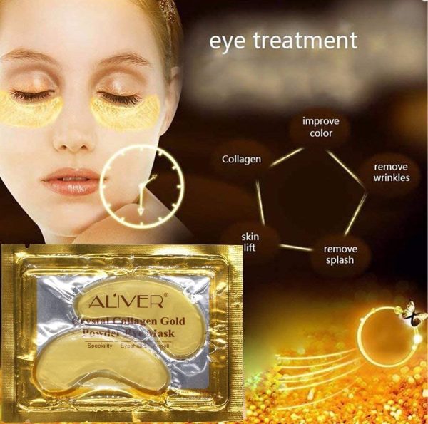 Maschera per Gli Occhi al Collagene in Gel di Cristallo Oro 24K 25 paia, Antiet?? e Rughe, Crema Idratante, per Rimuovere Borse Sotto Gli Occhi, Occhiaie, Crema Idratante, Occhi Gonfi - immagine 8