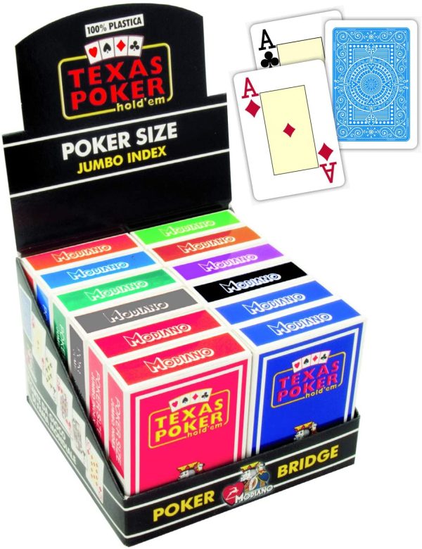 Modiano- Espositore 12 pz. Texas Poker 2 Jumbo Index, 3005468