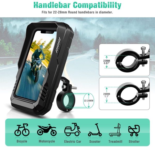 WACCET Porta Cellulare Bici Impermeabile, Porta Cellulare Moto Universale Supporto Cellulare Bici con Touch Screen in TPU/Face ID Rotazione a 360??Supporto Cellulare Moto per Smartphone 4,0-6,7" - immagine 3