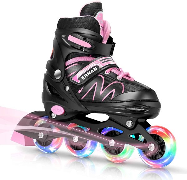 Pattini in Linea per Bambini Idee Regalo Bambini Compleanno, Regolabile Pattini a Rotelle con Ruote Illuminanti, Traspiranti e Confortevoli Rollerblades per Ragazzi Ragazze - immagine 7