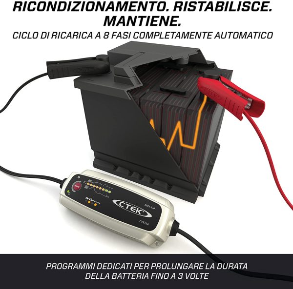 MXS 5.0 Caricabatterie Automatico (Carica, Mantiene e Ripristina Batterie da Auto e Moto) 12V, 5 Amp. ?C Presa Europea - immagine 4