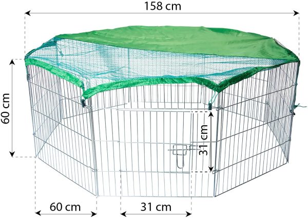 Recinto recinzione box per animali cani gatti roditori 60x60cm per esterno giardino con rete parasole