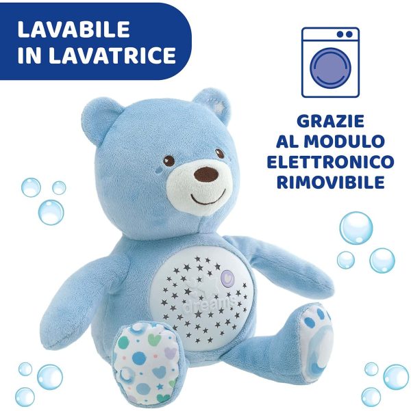 Chicco First Dreams Orsacchiotto Peluche Baby Bear, Soffice Pupazzo Proiettore con Luce Notturna Bambini, Effetti Luminosi e Rilassanti Melodie, Azzurro - Giochi Neonato 0 Mesi + - immagine 4