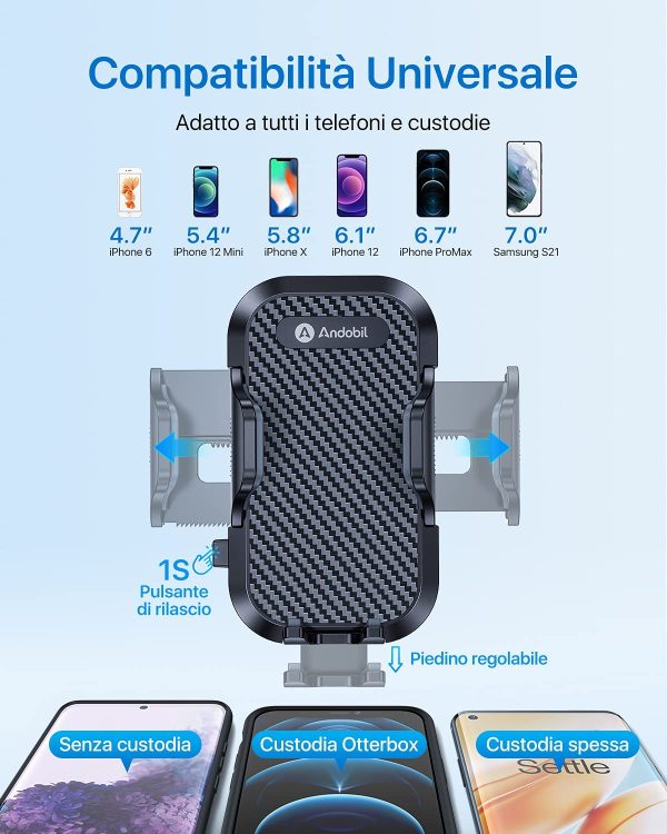 andobil Supporto Cellulare Auto [Stabile e Antiurto] Design Brevettato con Clip Girevole a 360?? Porta Cellulare da Auto per Tutti Gli Smartphone, ad esempio iPhone Samsung Huawei Realme Xiaomi - immagine 6