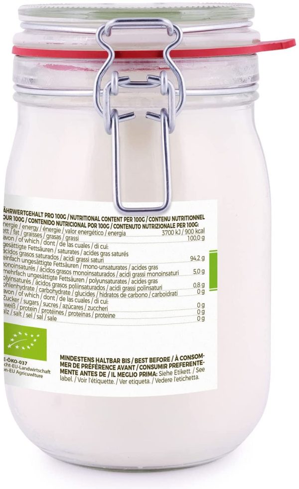 MeaVita Olio di Cocco Meavita, Insapore (Deodorato), Confezione da 1 (1X 1000 Ml) in Un Barattolo da Stiro - 1000 ml - immagine 2