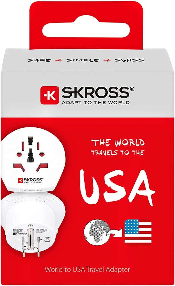 Skross by Poly Pool SK500221 Adattatore da Viaggio con Spina Standard Americana e Presa Universale Standard Austalia-China, UK, Giappone, Europa, Svizzera - immagine 2