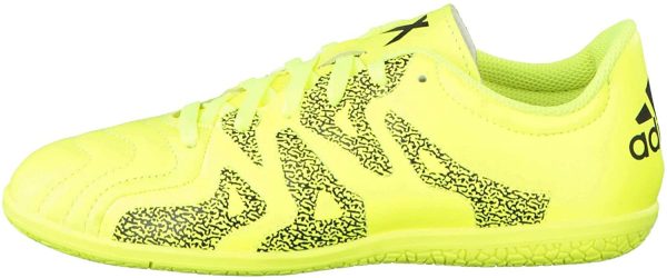 adidas Jr X 15.3 in Pelle, Scarpe da Calcetto, Solar Yellow-Solar Yellow-Core Black