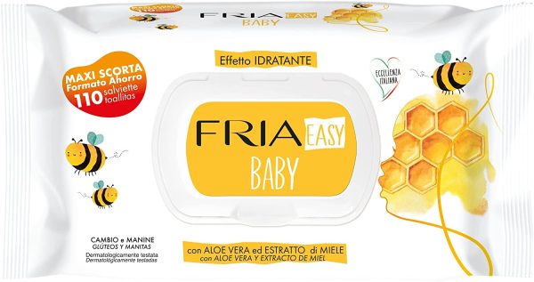 Fria Utility Bambino Salviette Con Coperchio -pezzi, Bianco, Aloe Vera, 110 Unit??