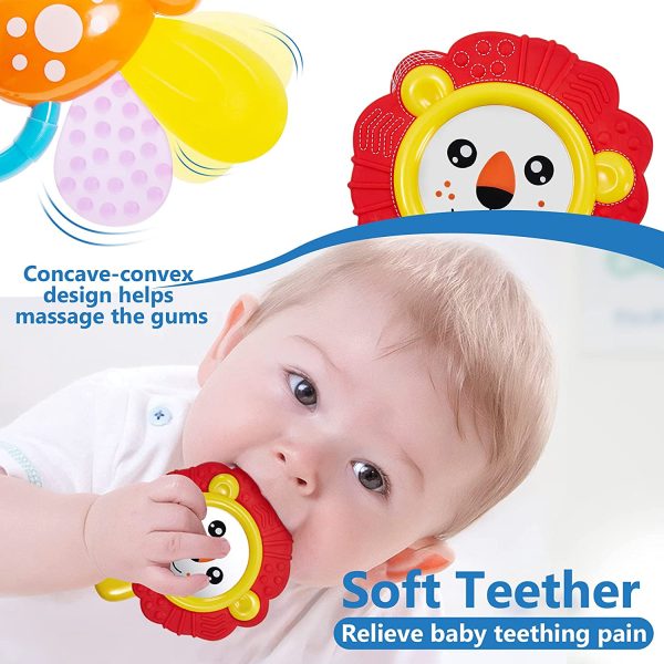 HERSITY Sonaglio Neonato, Giochi Neonato 3-6 Mesi Set Massaggiagengive, Giocattoli Dentizione Gengive Bimbi Baby Rattle Musicale Bambini Regalo - immagine 5