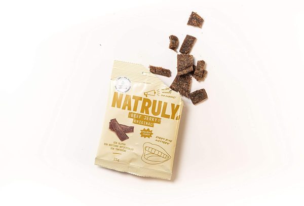 NATRULY Beef Jerky 100% Carne di Manzo Essiccata Senza Glutine- 6x25g -Sapore Originale Senza Lattosio, Senza Zuccheri Raffinati e Additivi - immagine 7