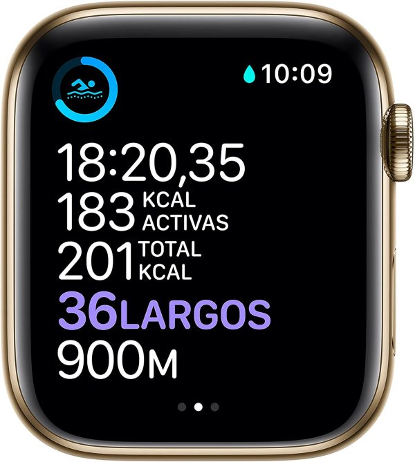 Apple Watch Series 6 GPS + Cellular, Cassa 44 mm in acciaio inossidabile color oro con Cinturino Sport Deep Navy - immagine 6