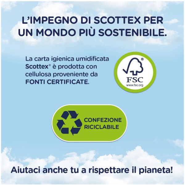 Scottex Pulito Completo, Carta Igienica Umidificata, 12 Confezioni da 42 Salviette - immagine 3