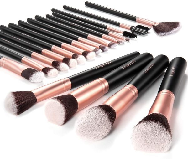 Pennelli Trucco oro Rosa 18 Pezzi Pennelli Trucco Premium Set Viso e Occhi, Pennelli Sintetici per Fondotinta Correttori in Polvere Ombretto Arrossito - immagine 6