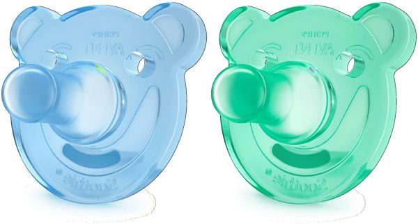 Philips Avent SCF194/01 Ciuccio Morbido Soothie 0-3M, Silicone Morbido per Favorire l'Interazione col Bambino/a, Azzurro e Verde - immagine 3