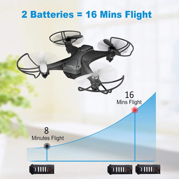 tech rc Mini Drone con Telecamera HD con Due Batterie Funzione di Sospensione Altitudine Un Pulsante di Decollo/ Atterraggio ,modalit?? Senza Testa Protezioni 360??per Bambini e Principianti Buon Regalo - immagine 5