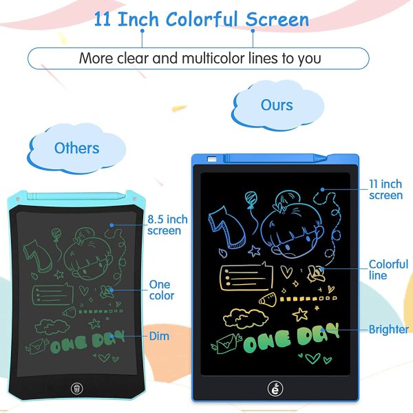 Tavoletta Grafica LCD Scrittura 11 Pollici Colorato,Tavoletta LCD,Lavagna da Disegno Portatile Digitale con Pulsante Elimina, Regali per Bambini e Adulti (Blu) - immagine 7