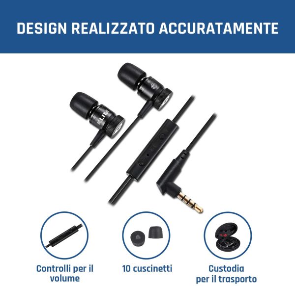 Fusion Auricolari con Microfono + Audio di Alta qualit?? + Cuffie di Lunga Durata con Memory Foam + Garanzia 5 Anni - Jack 3.5 mm per iOS Android PC Console + Nuova Versione 2022 + Nero - immagine 2