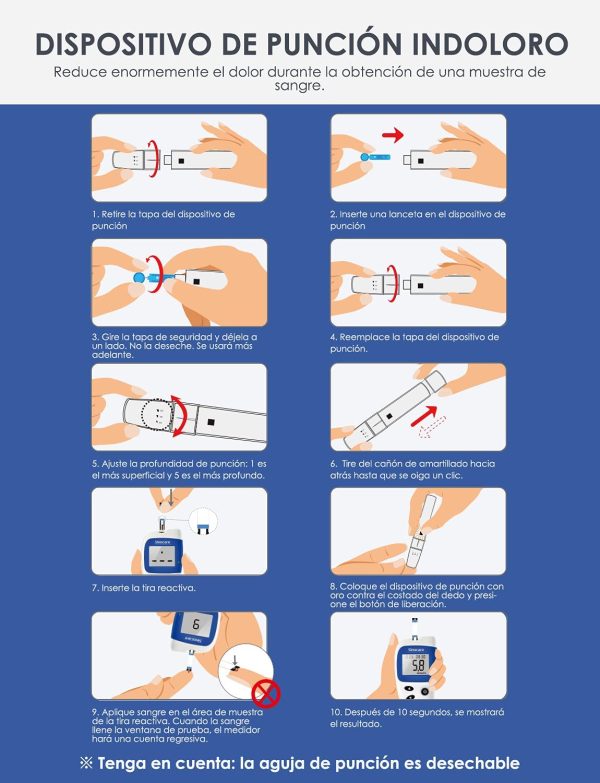 Misuratore Di Glicemia, Sinocare Safe Accu2 Diabete Test Kit Glucosio Nel SangueCon 10 Strisce Reattive indipendentee mg/dL, Kit Di Monitoraggio Dello Zucchero