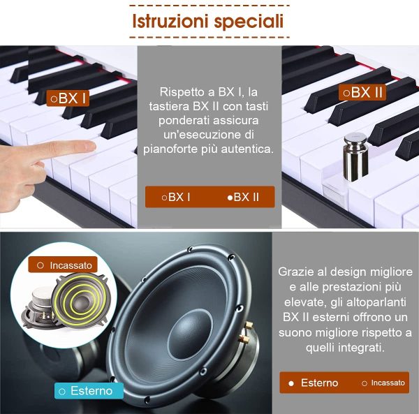 COSTWAY Pianoforte Digitale 88 Tasti, Tastiera Elettronica Portatile con Tasti Pesati, Funzione MIDI e Bluetooth, Ideale per Bambini e Adulti - immagine 2