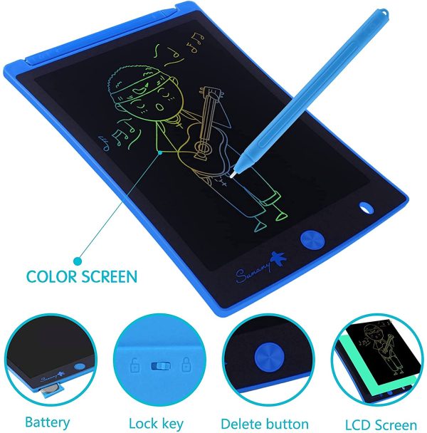 Tavoletta Grafica LCD Scrittura 8.5 Pollici,LCD Writing Tablet,Lavagna da Disegno Portatile Digitale con Pulsante di Blocco, Regali per Bambini e Adulti (Multicolore-Blu) - immagine 4