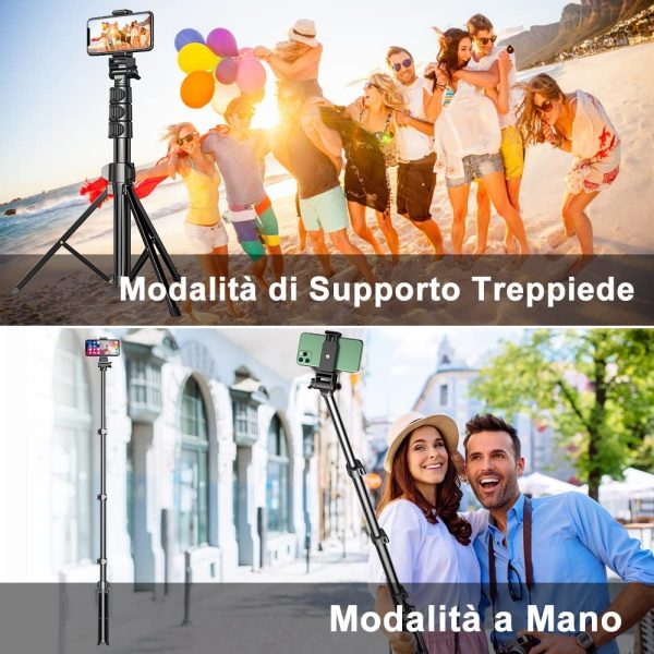 Selfie Stick Treppiede, 133 cm Estensibile 3 in 1 Bastone Selfie Bluetooth con Telecomando per Streaming Live, Treppiede Smartphone Compatibile con 13 Pro Max/12 Pro/11, Samsung, Fotocamera