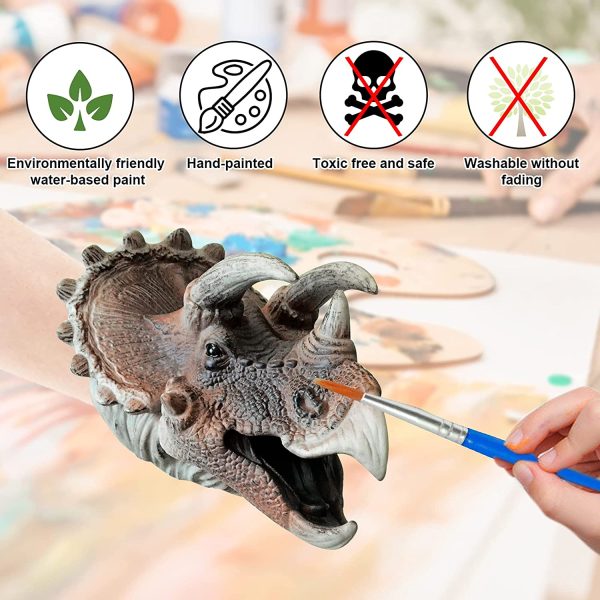 Burattino a mano, 3 pezzi di pupazzi di squalo dinosauro, giocattoli realistici di tirannosauro rex in gomma morbida, guanto con testa di animale giocattolo, regalo per bambini, neonati - immagine 2