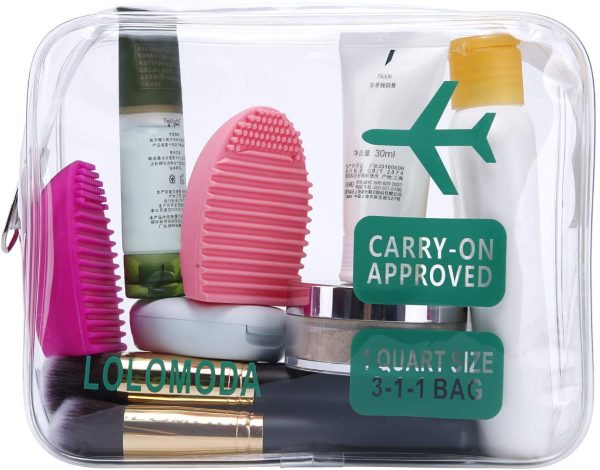 Beauty Case da Viaggio 2Pcs, Cosmetici Trousse Trasparente, Kit da Aereo per Liquidi, Sacchetti di Trucco PVC per Uomini e Donne (Blu) - immagine 9