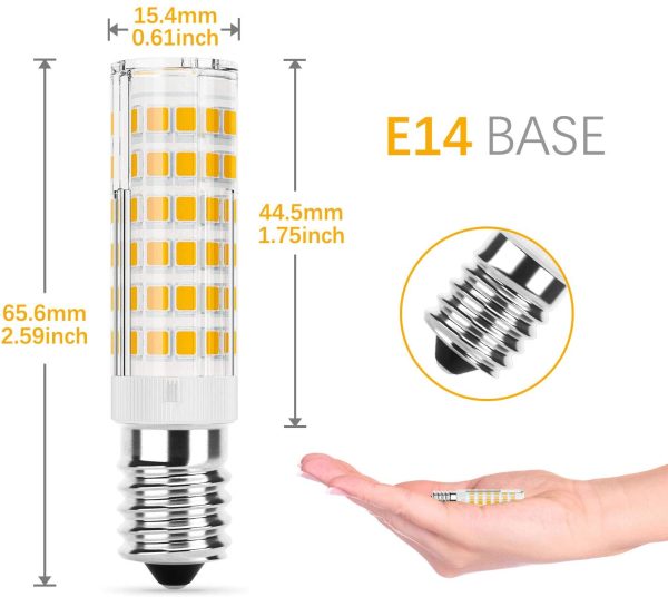 E14 LED Lampadina 5W (equivalente alogeno 50W), 550LM, Bianco caldo (3000K), base in ceramica E14, piccola vite non dimmerabile per cappa da cucina, confezione da 2 - immagine 3