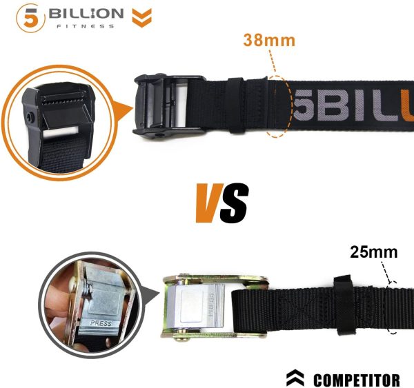 5BILLION Anelli Ginnastica Legno - Fitness Anelli Palestra con Regolabili Lunghi Fibbie Cinghie - Allenamento per Palestra di Casa & Fitness - Grande per Il Muscolo Up, Pull Up & Training Muscolare - immagine 2