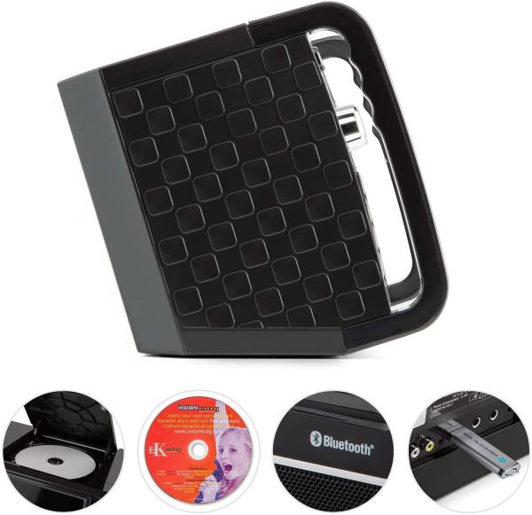 DiscoFever LED - Impianto Karaoke, per Bambini, Bluetooth, 2 Connessioni Microfono, 1 Microfono Dinamico, Effetti LED, Lettore CD+G, Porta USB, Uscita Video, Nero - immagine 3