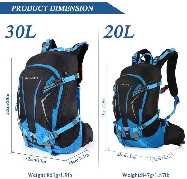 TOMSHOO 20l ?? Dos sac Ultral??ger Respirant Imperm??able avec Housse De Pluie pour V??lo Randonn??e ??quitat, Zaino da 20 l Unisex-Adulto - immagine 3