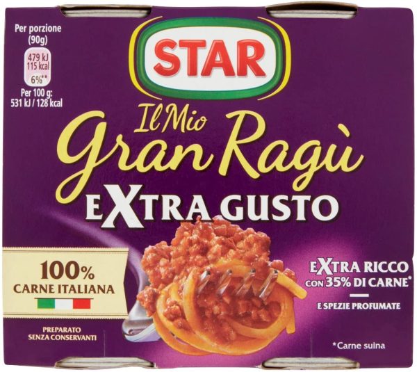 Star Il Mio Granrag?? Extra Gusto, 2 X 180g, Rag?? Tradizionale, 100% Carne Italiana Controllata, Extra Ricco Con Spezie Profumate. Senza Conservanti E Senza Glutine, 360 Grammo