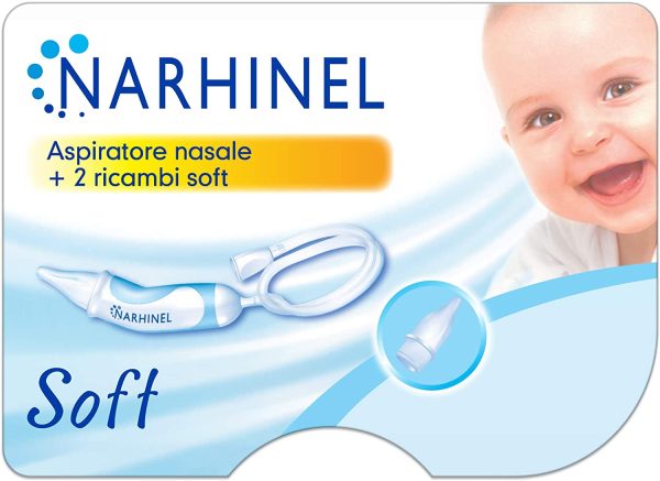 Narhinel Aspiratore Nasale Soft per Neonati e Bambini, Aiuta a Liberare il Nasino, Rimuovendo Delicatamente le Secrezioni Nasali, con 2 Ricambi Soft - immagine 3