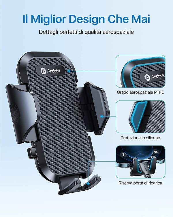 andobil Supporto Cellulare Auto [Molto Stabile & Antivibrazione] 3 In 1 Multifuction Porta Cellulare Auto Ventosa con 360?? di Rotazione Porta Telefono Auto Universale per Tutti Gli Smartphone da 4-7?? - immagine 6