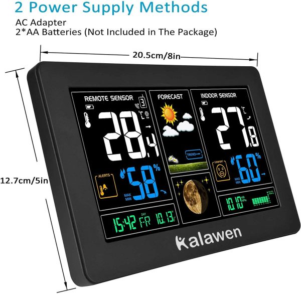 Stazione Meteo Automatica Digitale Wireless Meteorologica con Ampio Schermo LCD Display Sveglia Tempo Data Temperatura umidit?? Previsioni di Tempo con Sensore Esterno Wireless - immagine 2