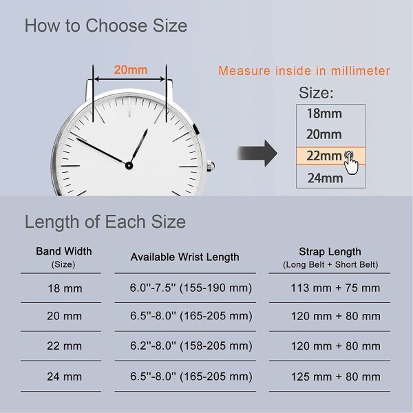 WOCCI Leggero Cinturini per Orologi in Gomma di Silicone, Fibbia in Acciaio Inossidabile, Cinturinoi di Ricambio 16mm 18mm 20mm 22mm 24mm - immagine 5