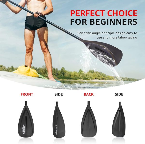 OVERMONT 3 Pezzi Pagaia Telescopica 162cm-215cm Kayak Stand Up Paddle in Alluminio Regolabili Removibili con Manico Antiscivolo per SUP Kayak Canoa Boat Canoe Surfboard, Barche gommone, Nero - immagine 2