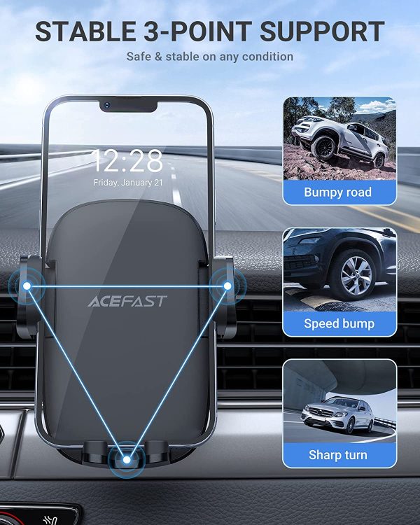 ACEFAST Porta Supporto da Cellulare Telefono da Auto Griglia di Bocchette Aria Condizionata, Universale Forte 360?? Rotazione Regolabile Universale per Smartphone Mobile da 4"-7" Pollici - immagine 9