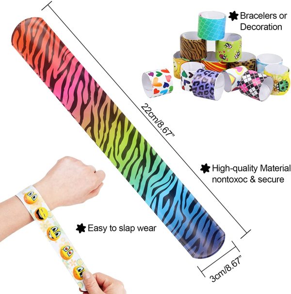 Annhao Braccialetti Slap, 60 Pezzi Slap Bracelets Gadget Bigiotteria Fai da Te Slap Band Slap Bracciali, Bracciali a Scatto Compleanno Regalo Festa per Bambini Ragazze e Ragazzi - immagine 5