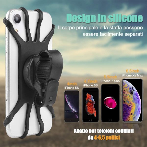 Porta Cellulare Bici, [Universale Versione] Supporto Telefono per MTB, Porta Cellulare Moto Staccabile con Rotazione a 360?? per iPhone 13/12/11/ X/XS/XR 7 8 Plus/Samsung/Huawei - immagine 3