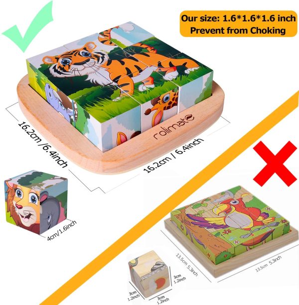 rolimate Puzzle di Legno, Cane Gatto Coniglio Pecora Cavallo Maiale, Giochi Legno Puzzle Regalo di Natale di Compleanno per 2 3 4+ Anni, Montessori Apprendimento del Giocattolo Prescolare (leone-1)