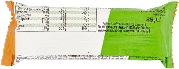 Equilibra Integratori Alimentari, Barretta Protein 31% Low Sugar Caramello, ad Alto Contenuto di Proteine, Basso Contenuto di Zuccheri e Ricco di Fibre, 24 Barrette da 35 g - immagine 2