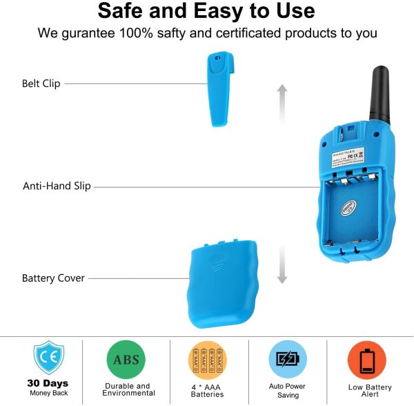 Flybiz Walkie Talkie Bambini, Ricetrasmittente 8 Canali 2 x Walkie Talkies PMR446MHZ 2 Way Radio Interphone PortatileFino a 3300 Metri/5 Miglia ??